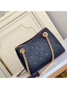 Louis Vuitton AUTHENTIC Navy Blue embossed handbags Totes
